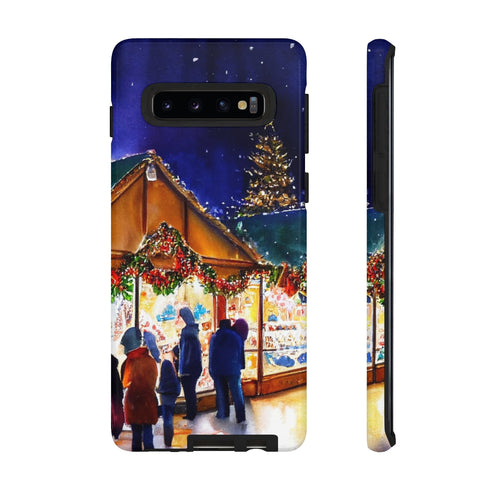 Shopping at the Christmas Market - Impact Resistant Phone Case Samsung Galaxy S10 Glossy